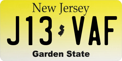 NJ license plate J13VAF