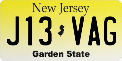 NJ license plate J13VAG
