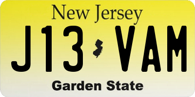 NJ license plate J13VAM