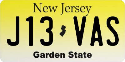 NJ license plate J13VAS