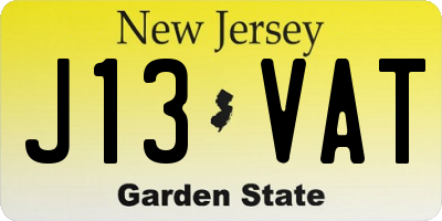 NJ license plate J13VAT