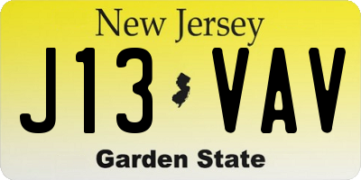 NJ license plate J13VAV