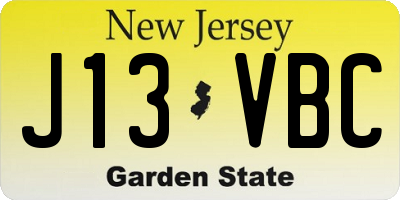 NJ license plate J13VBC