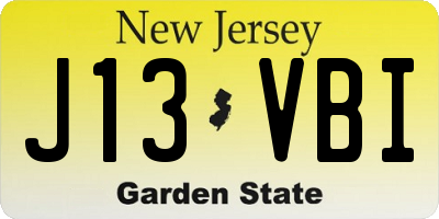 NJ license plate J13VBI