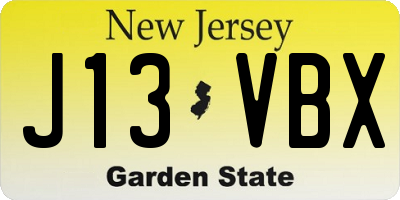 NJ license plate J13VBX