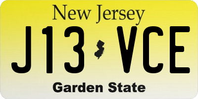 NJ license plate J13VCE