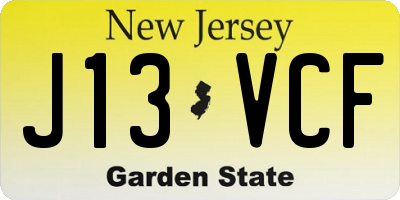 NJ license plate J13VCF
