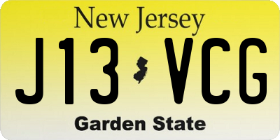 NJ license plate J13VCG