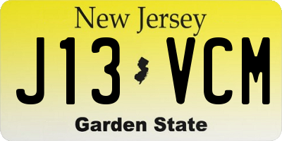 NJ license plate J13VCM