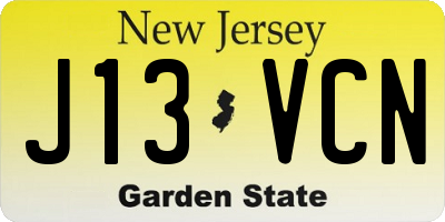 NJ license plate J13VCN