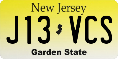 NJ license plate J13VCS