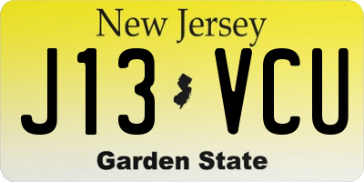 NJ license plate J13VCU
