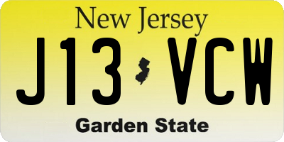 NJ license plate J13VCW