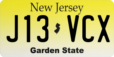 NJ license plate J13VCX