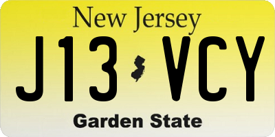 NJ license plate J13VCY