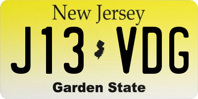 NJ license plate J13VDG