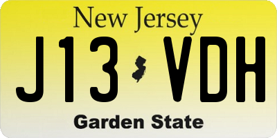 NJ license plate J13VDH