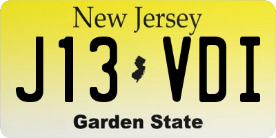 NJ license plate J13VDI