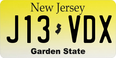 NJ license plate J13VDX