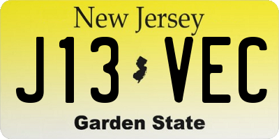 NJ license plate J13VEC