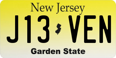NJ license plate J13VEN