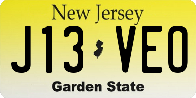 NJ license plate J13VEO