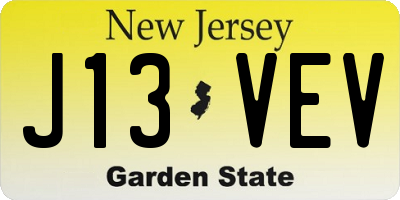 NJ license plate J13VEV