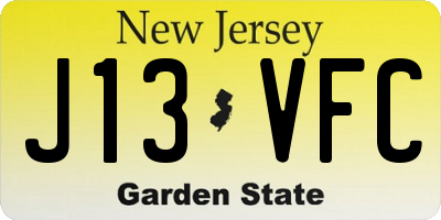 NJ license plate J13VFC