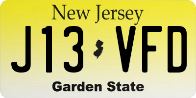 NJ license plate J13VFD