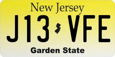 NJ license plate J13VFE