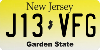 NJ license plate J13VFG