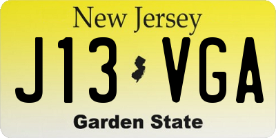 NJ license plate J13VGA