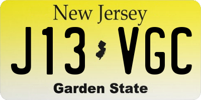 NJ license plate J13VGC