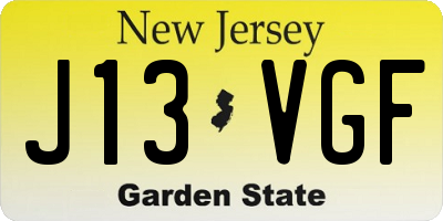 NJ license plate J13VGF