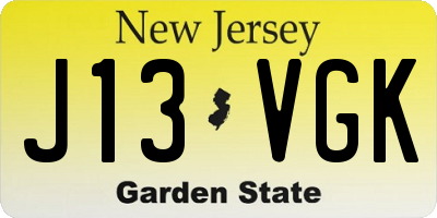 NJ license plate J13VGK