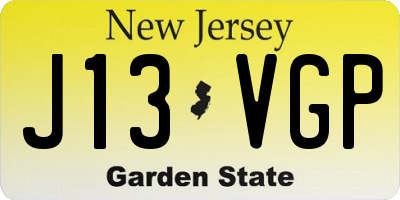 NJ license plate J13VGP