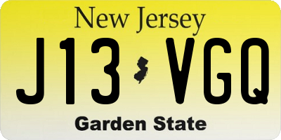 NJ license plate J13VGQ