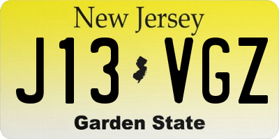 NJ license plate J13VGZ