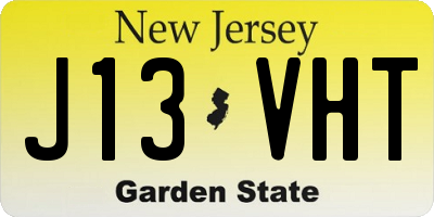 NJ license plate J13VHT