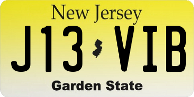NJ license plate J13VIB