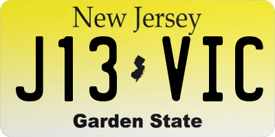 NJ license plate J13VIC