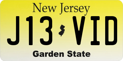 NJ license plate J13VID