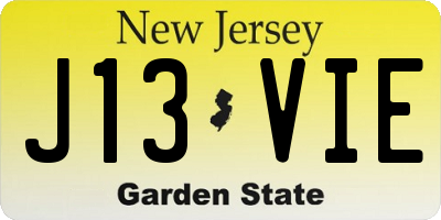 NJ license plate J13VIE