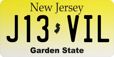 NJ license plate J13VIL