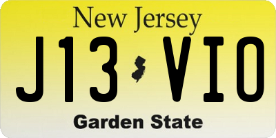 NJ license plate J13VIO