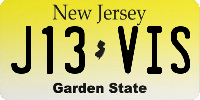 NJ license plate J13VIS