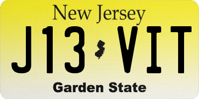 NJ license plate J13VIT