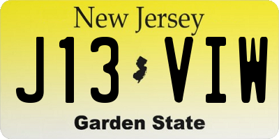 NJ license plate J13VIW