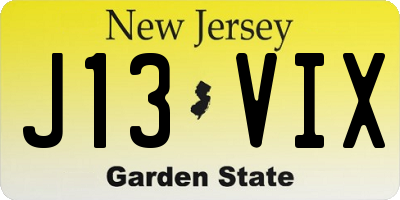 NJ license plate J13VIX