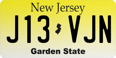 NJ license plate J13VJN